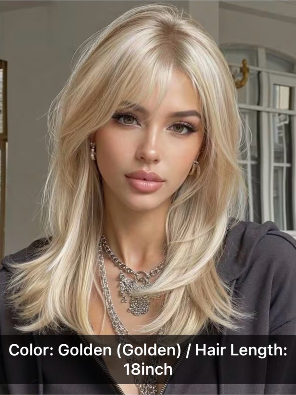Blonde Golden Layered Women's Wig – Natural Straight Style